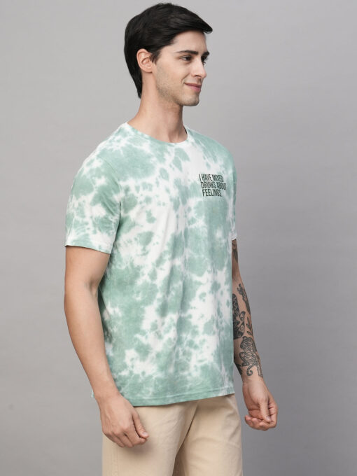 Men's Green Cotton Regular Fit Tshirt - Image 4