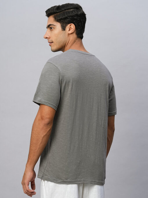 Men's Grey Cotton Regular Fit Tshirt - Image 5