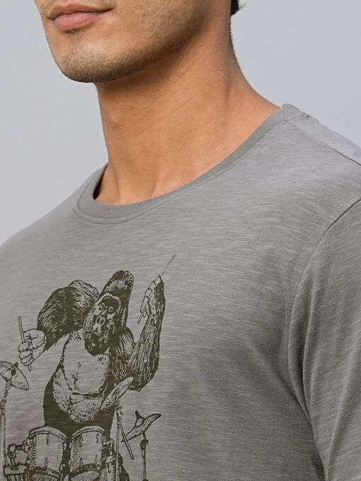 Men's Grey Cotton Regular Fit Tshirt - Image 7