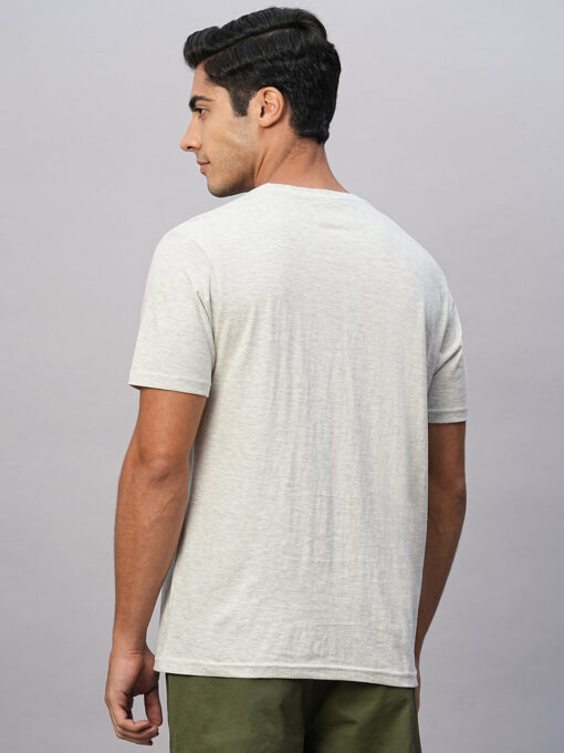 Men's Ecru Cotton Regular Fit Tshirt - Image 5