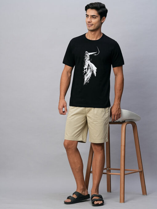 Men's Black Cotton Regular Fit Tshirts