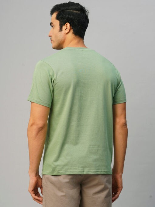 Men's Green Cotton Regular Fit Tshirt - Image 5