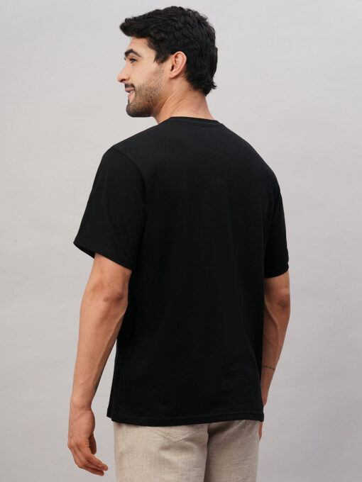 Men's Black Cotton Regular Fit Tshirt - Image 5