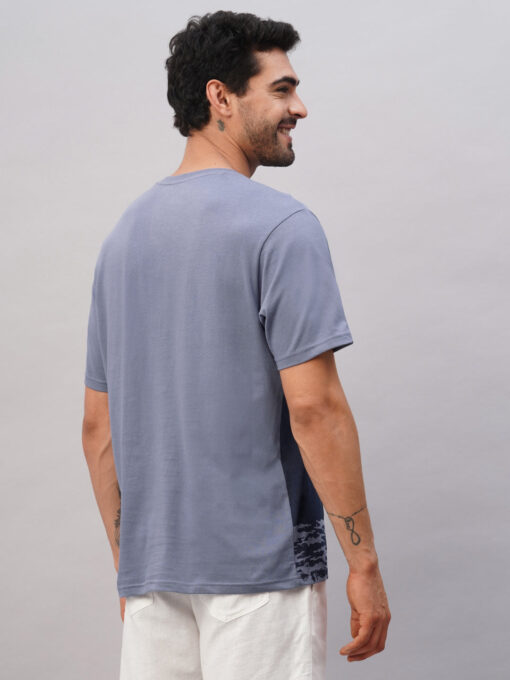 Men's Blue Cotton Regular Fit Tshirt - Image 5