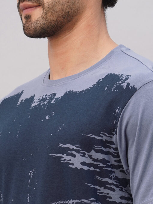 Men's Blue Cotton Regular Fit Tshirt - Image 7