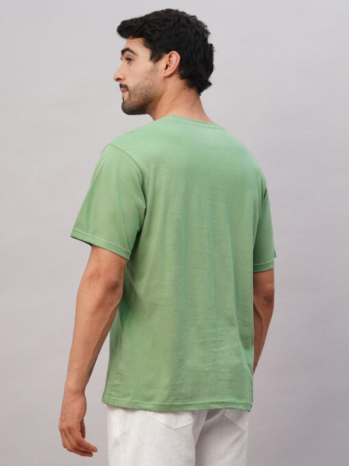 Men's Green Cotton Regular Fit Tshirt - Image 5