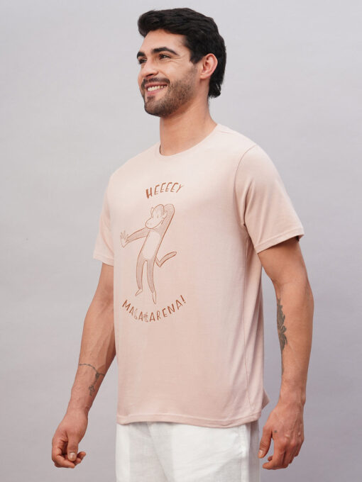 Men's Pink Cotton Regular Fit Tshirt - Image 3