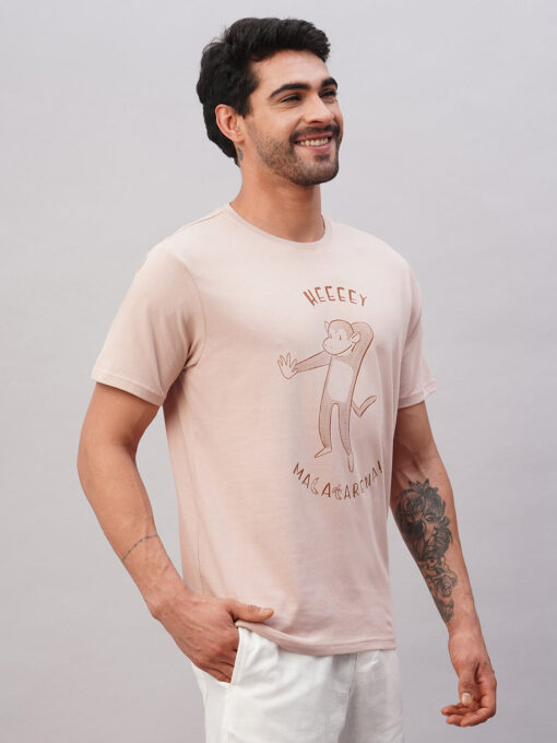 Men's Pink Cotton Regular Fit Tshirt - Image 4