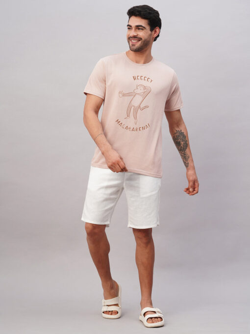 Men's Pink Cotton Regular Fit Tshirt