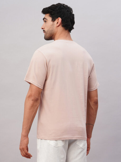 Men's Pink Cotton Regular Fit Tshirt - Image 5