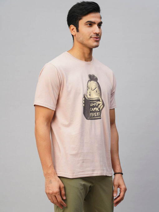 Men's Pink Cotton Regular Fit Tshirt - Image 4