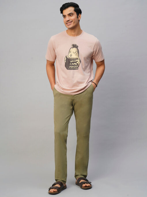 Men's Pink Cotton Regular Fit Tshirt