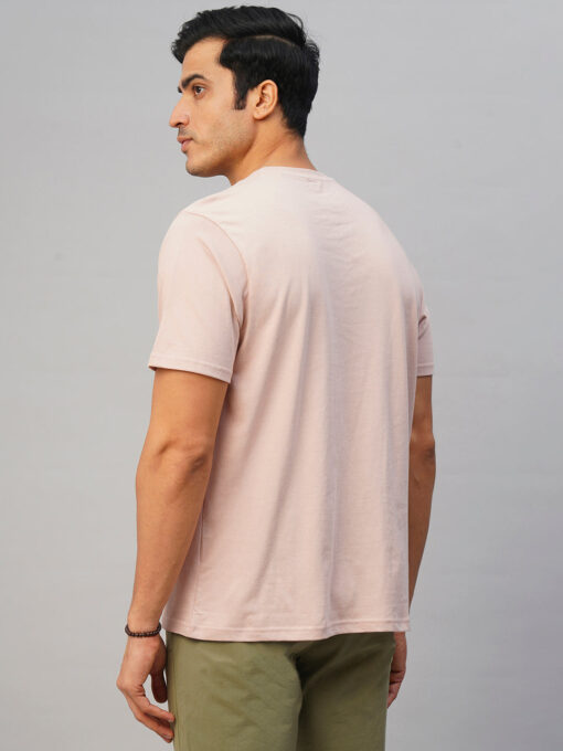 Men's Pink Cotton Regular Fit Tshirt - Image 5