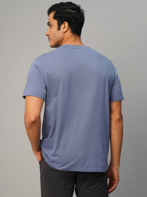 Men's Blue Cotton Regular Fit Tshirt - Image 5