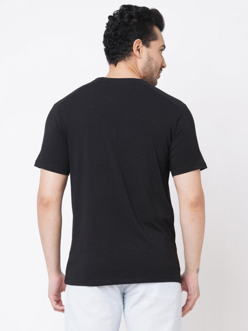 Men's Black Cotton Bamboo Elastane Regular Fit Tshirt - Image 5