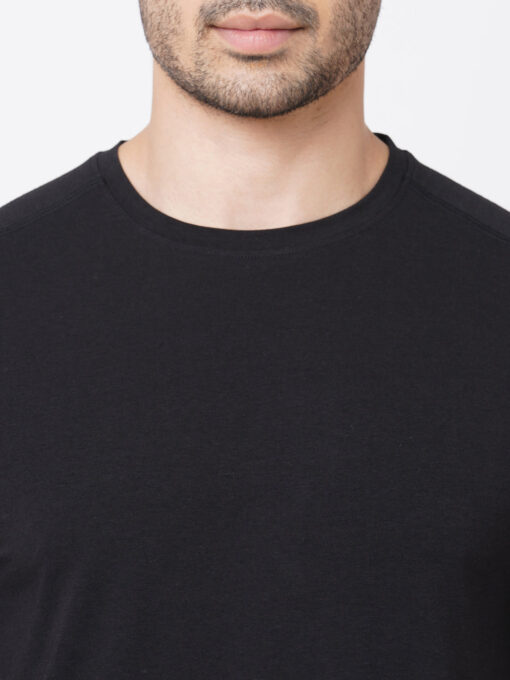 Men's Black Cotton Bamboo Elastane Regular Fit Tshirt - Image 7