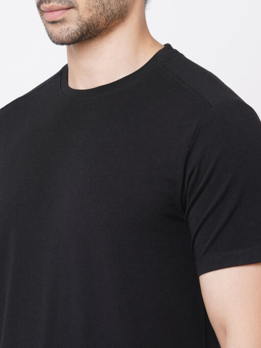 Men's Black Cotton Bamboo Elastane Regular Fit Tshirt - Image 8