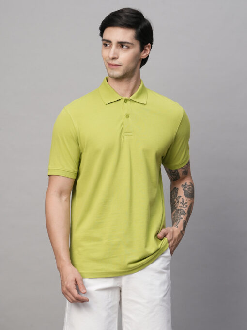 Men's Lime Cotton Regular Fit Tshirt - Image 2