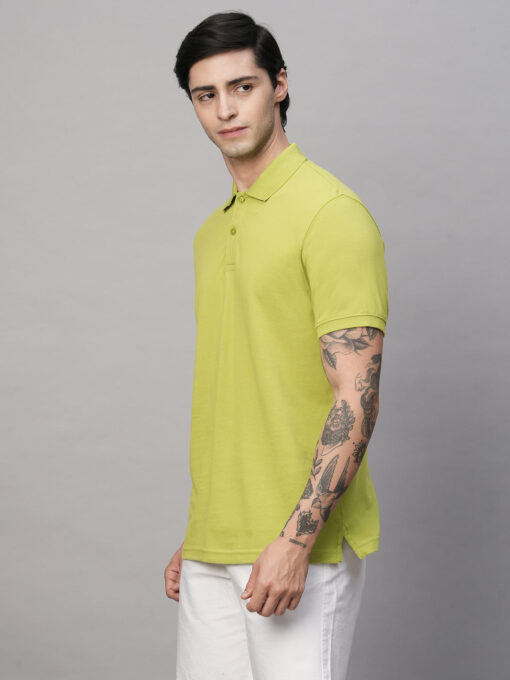 Men's Lime Cotton Regular Fit Tshirt - Image 3