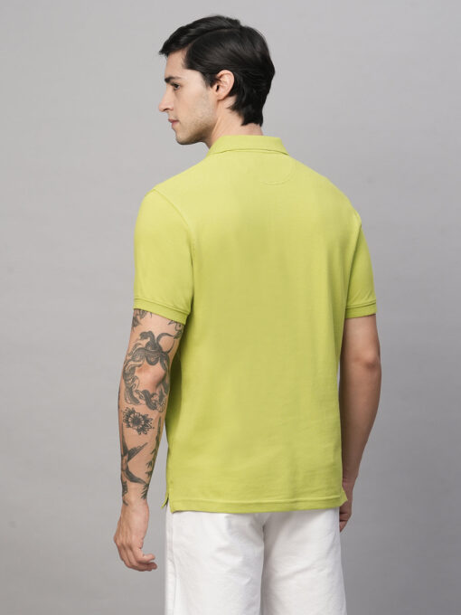 Men's Lime Cotton Regular Fit Tshirt - Image 5