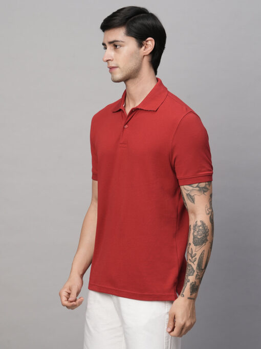 Men's Red Cotton Regular Fit Tshirt - Image 3