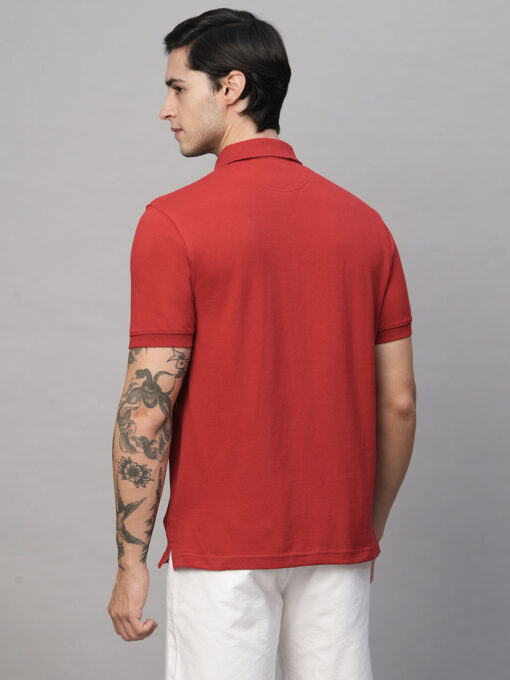 Men's Red Cotton Regular Fit Tshirt - Image 5