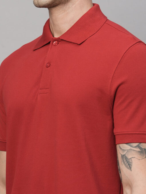 Men's Red Cotton Regular Fit Tshirt - Image 7