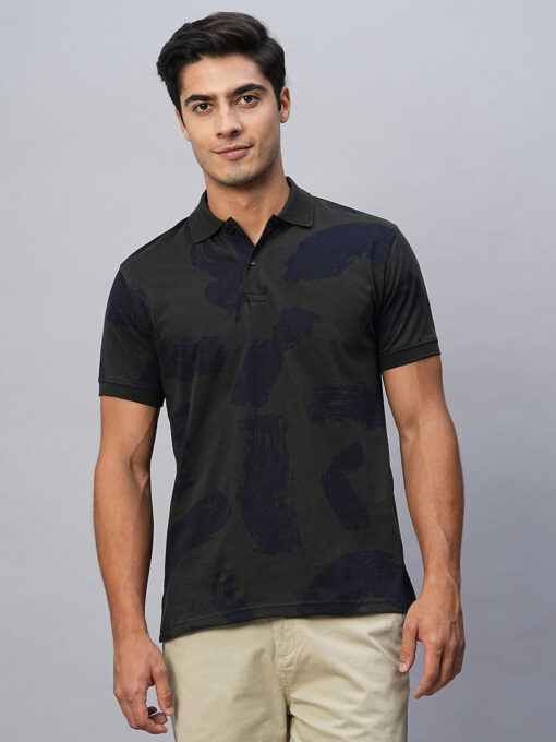 Men's Dark Grey Cotton Regular Fit Tshirt - Image 2