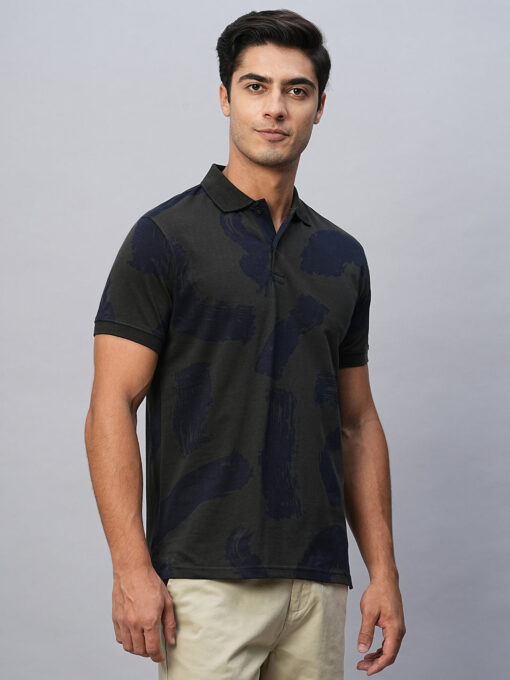 Men's Dark Grey Cotton Regular Fit Tshirt - Image 3