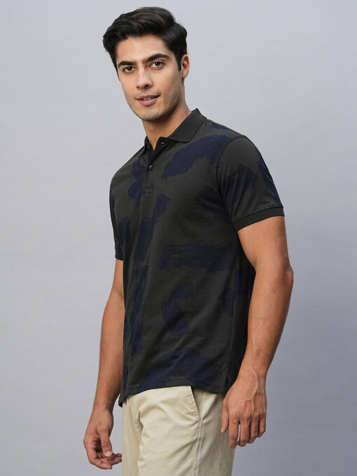 Men's Dark Grey Cotton Regular Fit Tshirt - Image 4