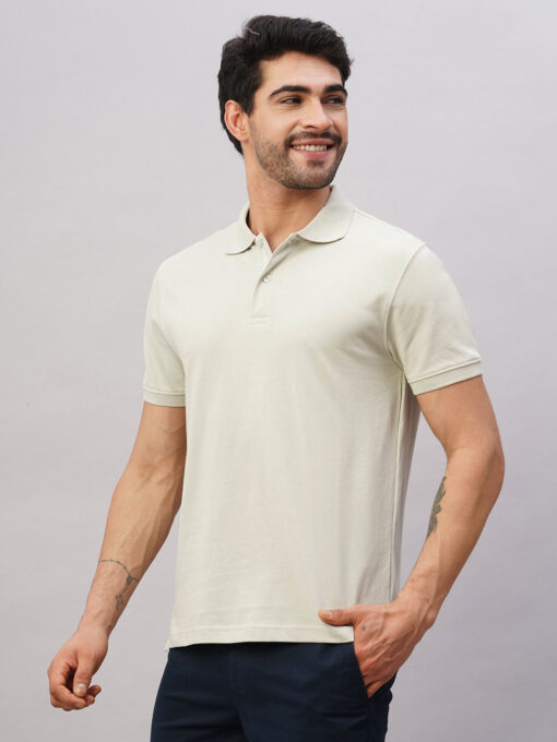 Men's Light Grey Cotton Regular Fit Tshirt - Image 3