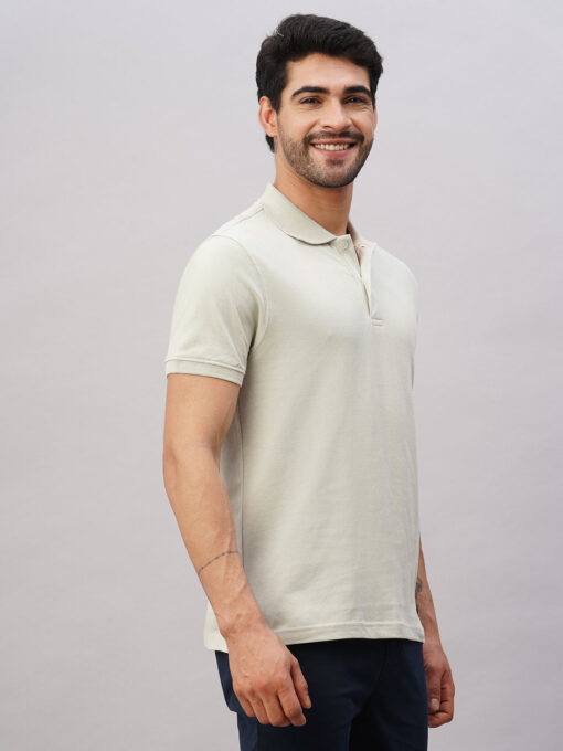 Men's Light Grey Cotton Regular Fit Tshirt - Image 4