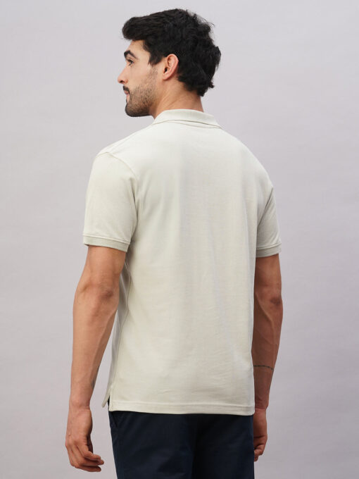 Men's Light Grey Cotton Regular Fit Tshirt - Image 5