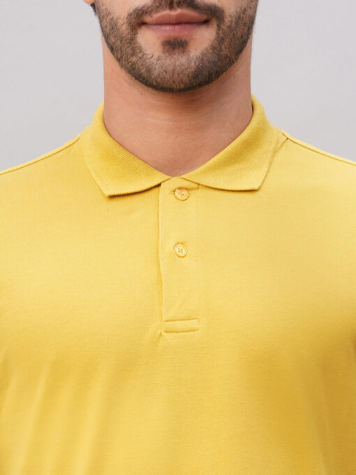 Men's Mustard Cotton Regular Fit Tshirt - Image 6