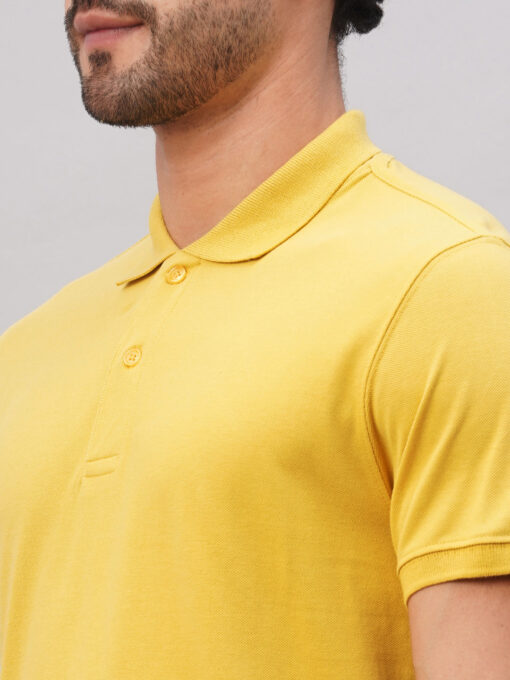 Men's Mustard Cotton Regular Fit Tshirt - Image 7