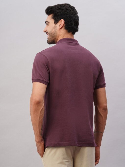 Men's Purple Cotton Regular Fit Tshirt - Image 5