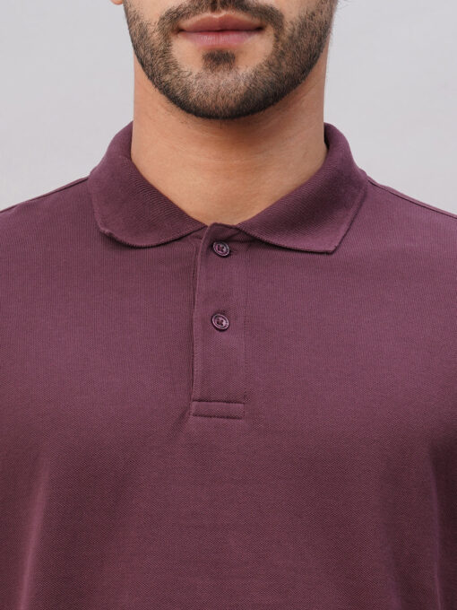 Men's Purple Cotton Regular Fit Tshirt - Image 6