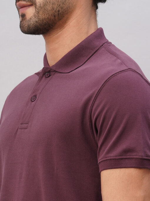 Men's Purple Cotton Regular Fit Tshirt - Image 7