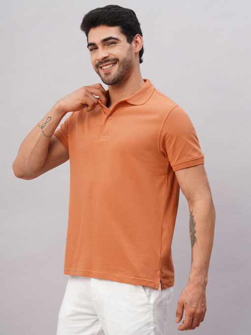 Men's Rust Cotton Regular Fit Tshirt - Image 3