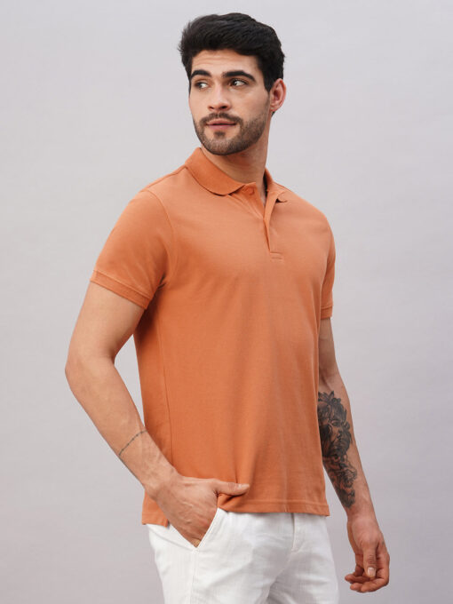 Men's Rust Cotton Regular Fit Tshirt - Image 4