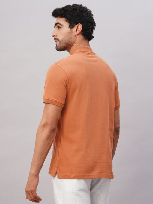 Men's Rust Cotton Regular Fit Tshirt - Image 5