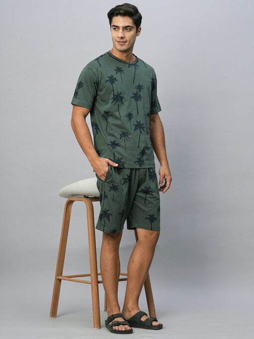 Men's Green Cotton Regular Fit Tshirt - Image 6