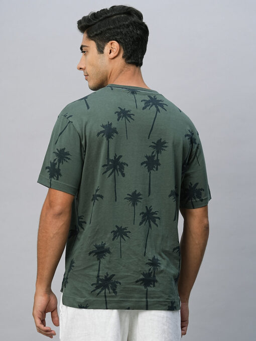 Men's Green Cotton Regular Fit Tshirt - Image 5