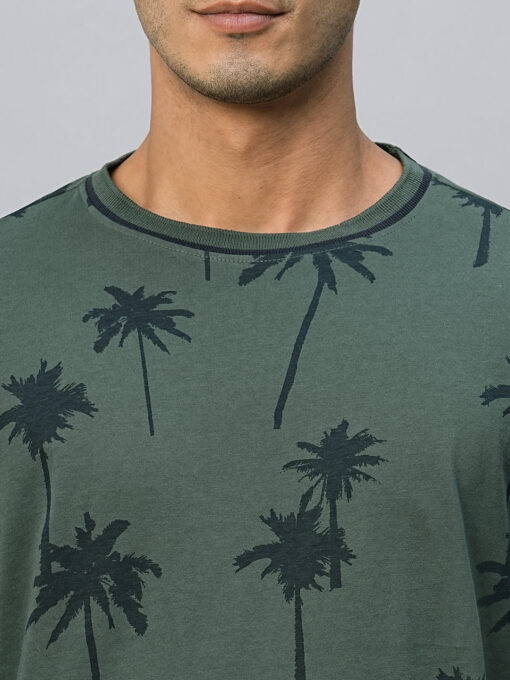 Men's Green Cotton Regular Fit Tshirt - Image 7