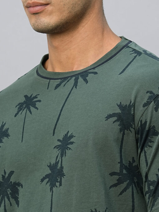 Men's Green Cotton Regular Fit Tshirt - Image 8