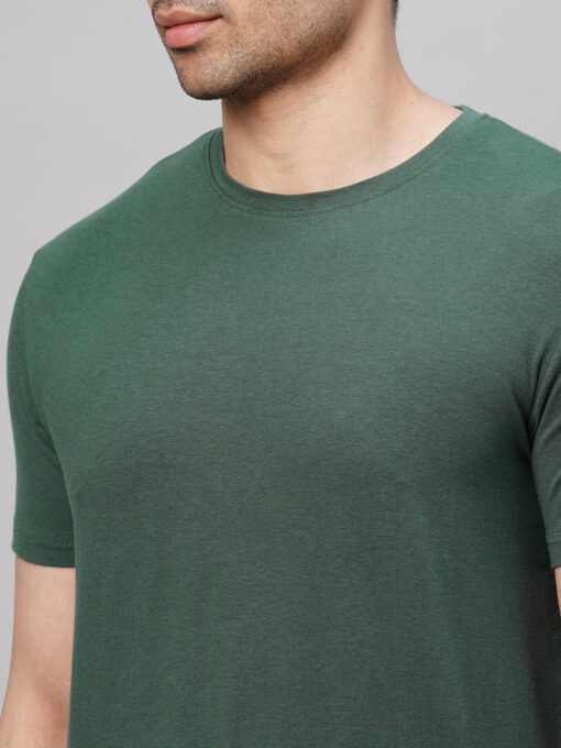 Men's Green Cotton Bamboo Elastane Regular Fit Tshirt - Image 8