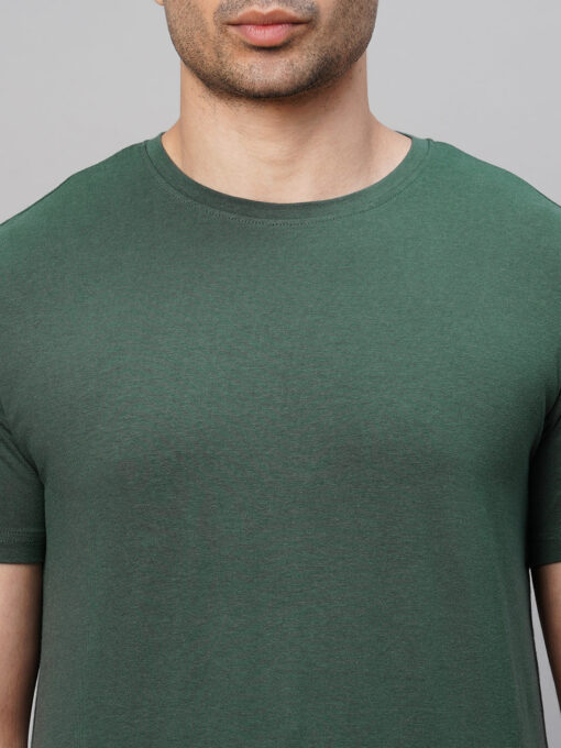 Men's Green Cotton Bamboo Elastane Regular Fit Tshirt - Image 7