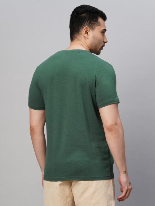 Men's Green Cotton Bamboo Elastane Regular Fit Tshirt - Image 6