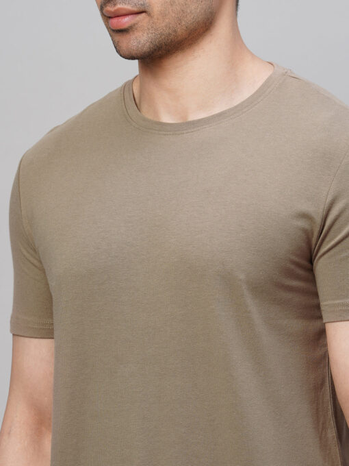 Men's Khaki Cotton Bamboo Elastane Regular Fit Tshirt - Image 7