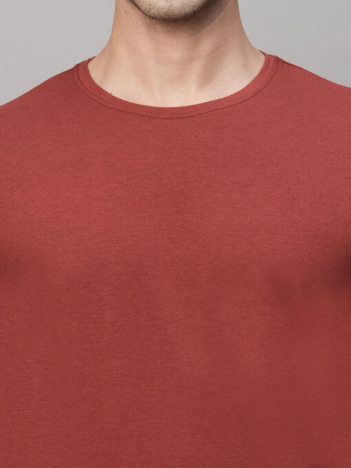 Men's Red Cotton Bamboo Elastane Regular Fit Tshirt - Image 7